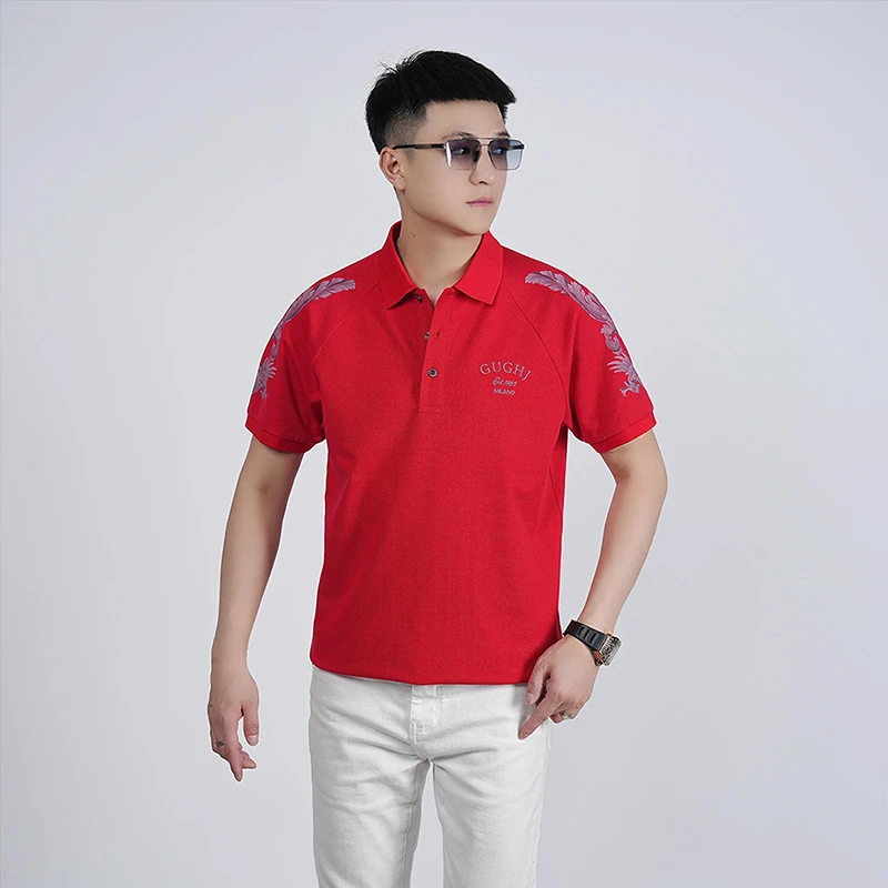 【I.TEX】夏季轻奢时尚刺绣设计POLO衫潮流国风简约百搭休闲短袖