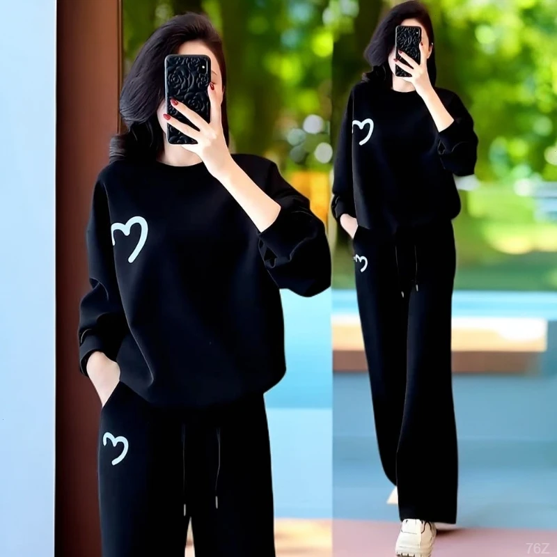 阔腿裤卫衣新款2025休闲运动套装女高级感春季显瘦两件套时尚宽松