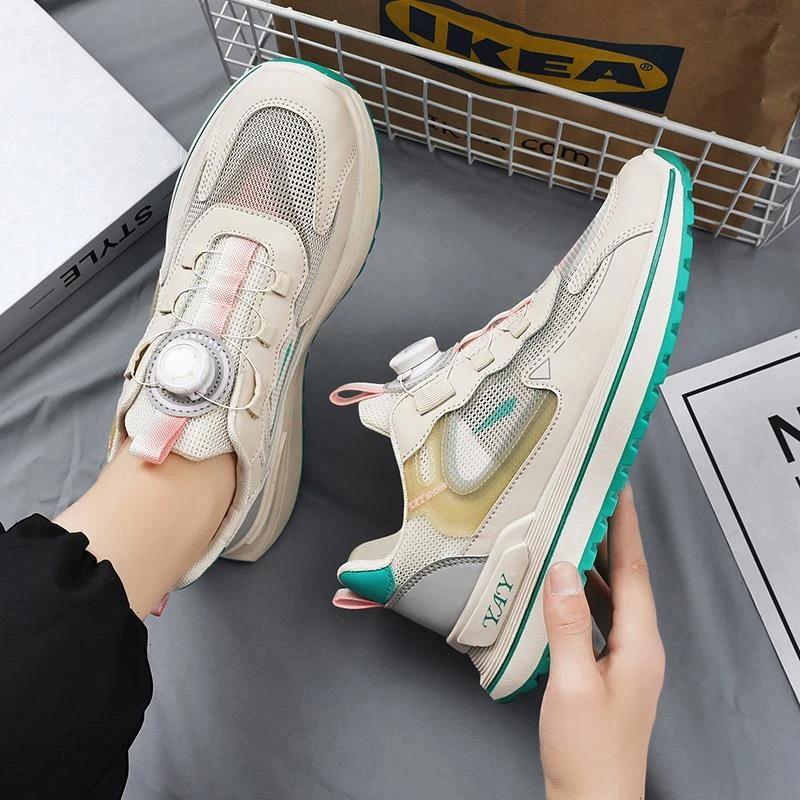 路易圣戈希旋转纽扣免系鞋带男鞋夏季透气网面鞋防臭