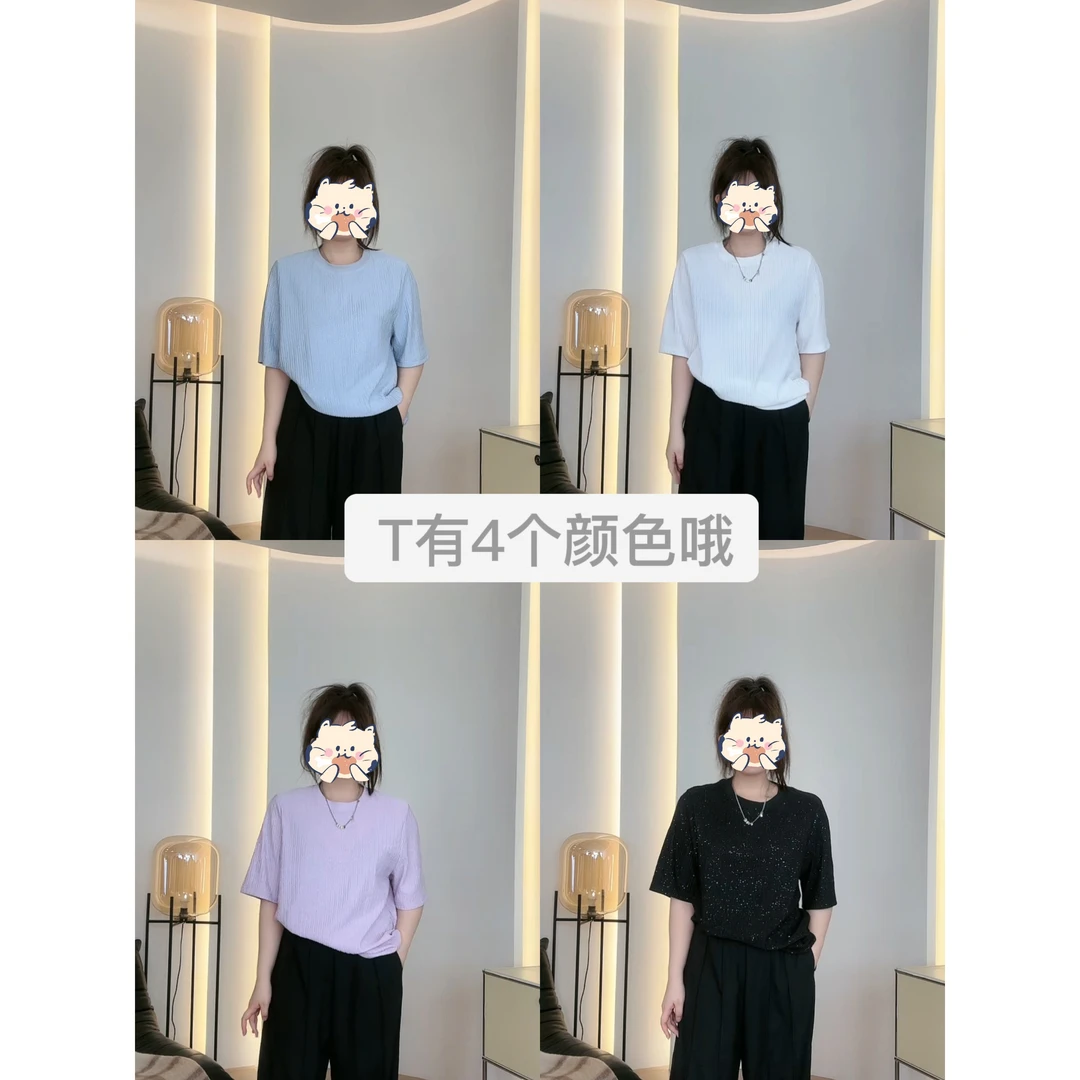 晶咕【星光熠熠】高级感烫钻圆领闪闪T半袖宽松夏季百搭时尚设计感