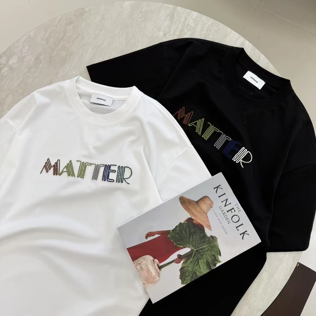 字母刺绣夏季圆领短袖青年T恤半袖春夏百搭男士上衣潮流宽松休闲