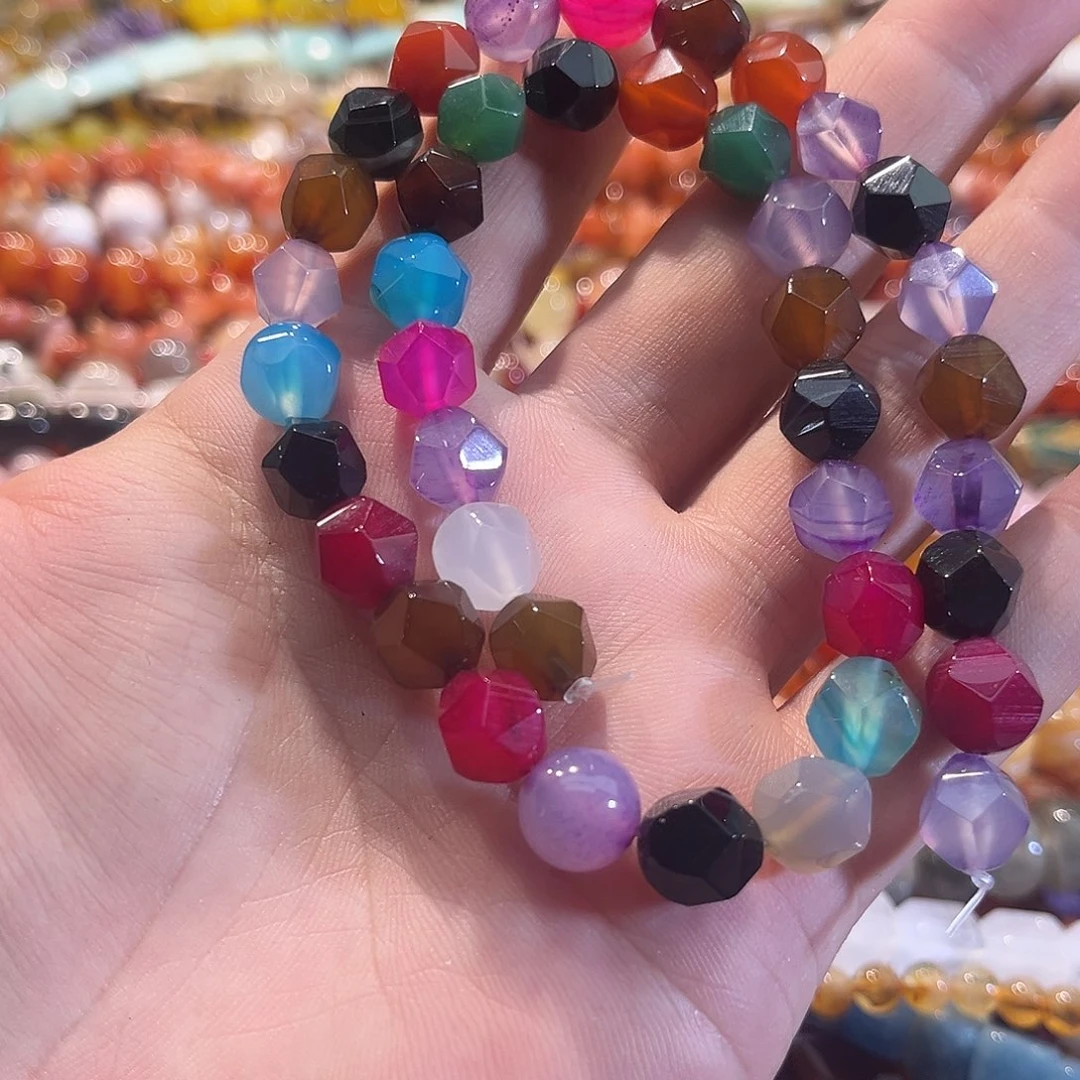 合金玛瑙/玉髓珠宝半成品万切多宝一条9mm