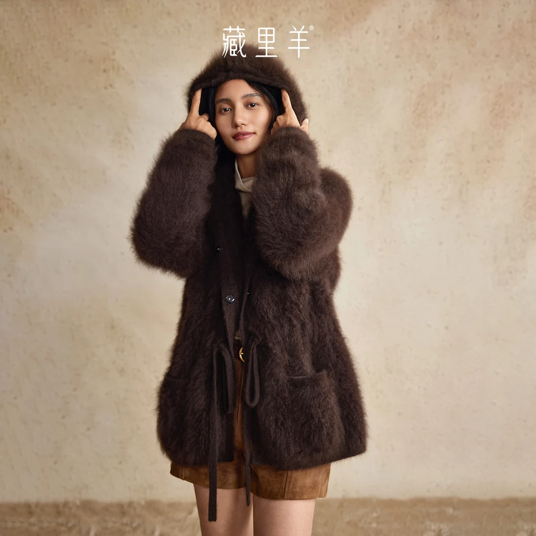 藏里羊【北美小动物毛毛】“钟情于你”疗愈绒感 皮草感帽衫外套M1687