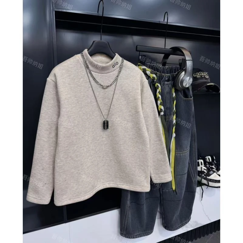 吾 2025【Y】10月22日 儿童时尚卡其灰加绒打底衫2835-