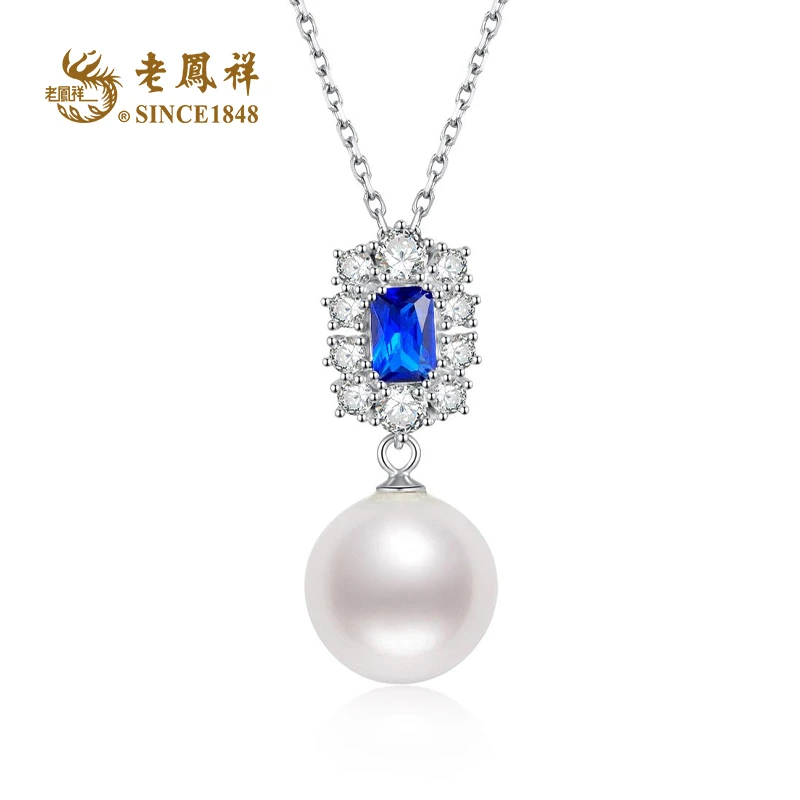 老鳯祥 坠链均925银仿珍珠 闪耀星光项链 节日礼物 C02885