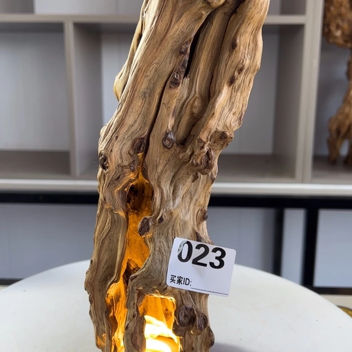 木石榴木镂空树灯摆件