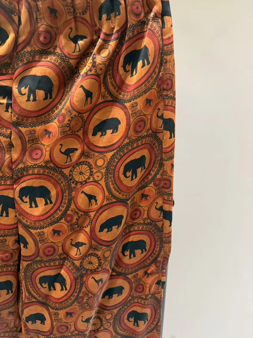 香云纱桑蚕丝松紧腰薯片裤