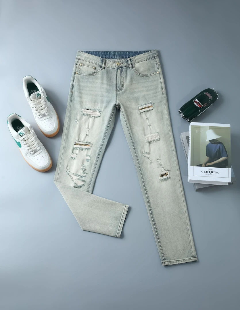 秋季新款高端男士牛仔裤时尚百搭弹力修身小脚裤显瘦长裤/九分裤