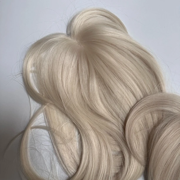 【小罗补发片】白金色假发片手勾蕾丝发缝遮布丁头高温丝小罗家原创