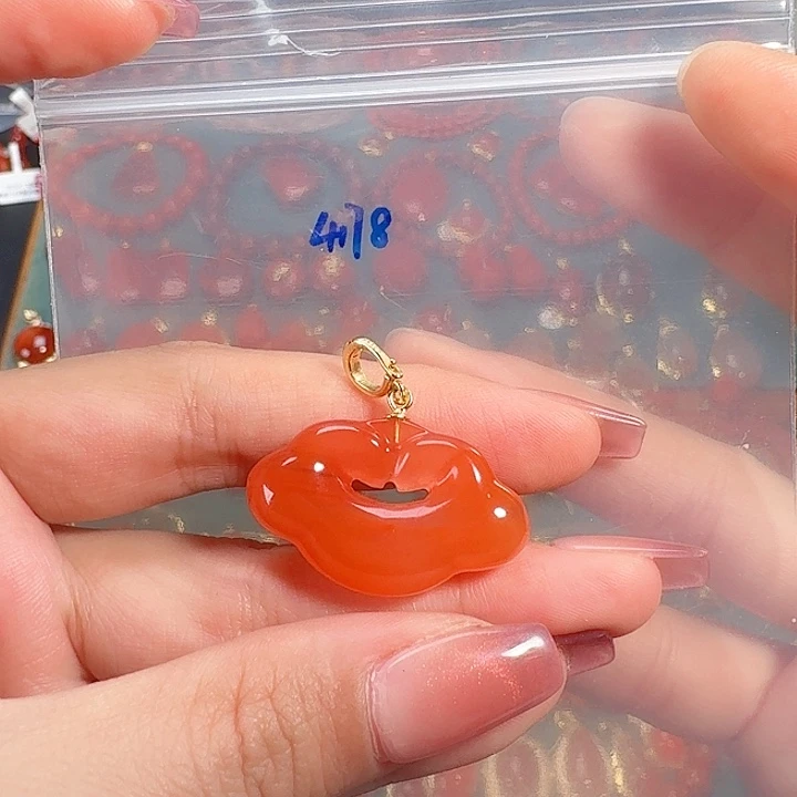 南红玛瑙银S925镶嵌吊坠