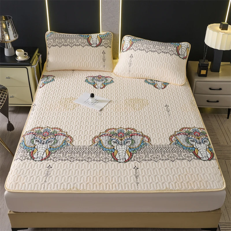 A类凉感乳胶冰丝凉席绑带款夏天家用裸睡抑菌透气柔软三件套莱米