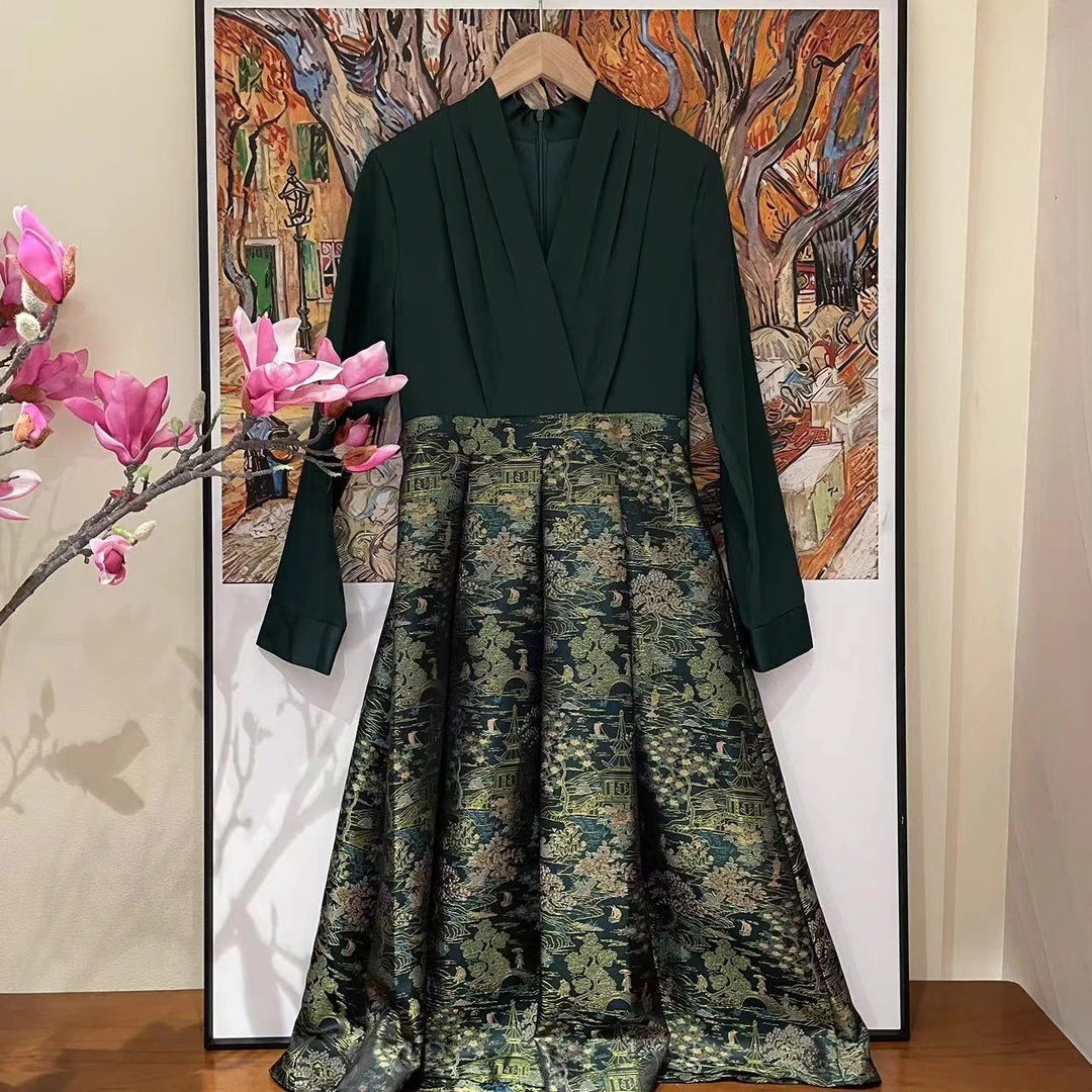 VV&AA 秋冬款设计师款高端优雅气质复古时尚连衣裙  GJ8296