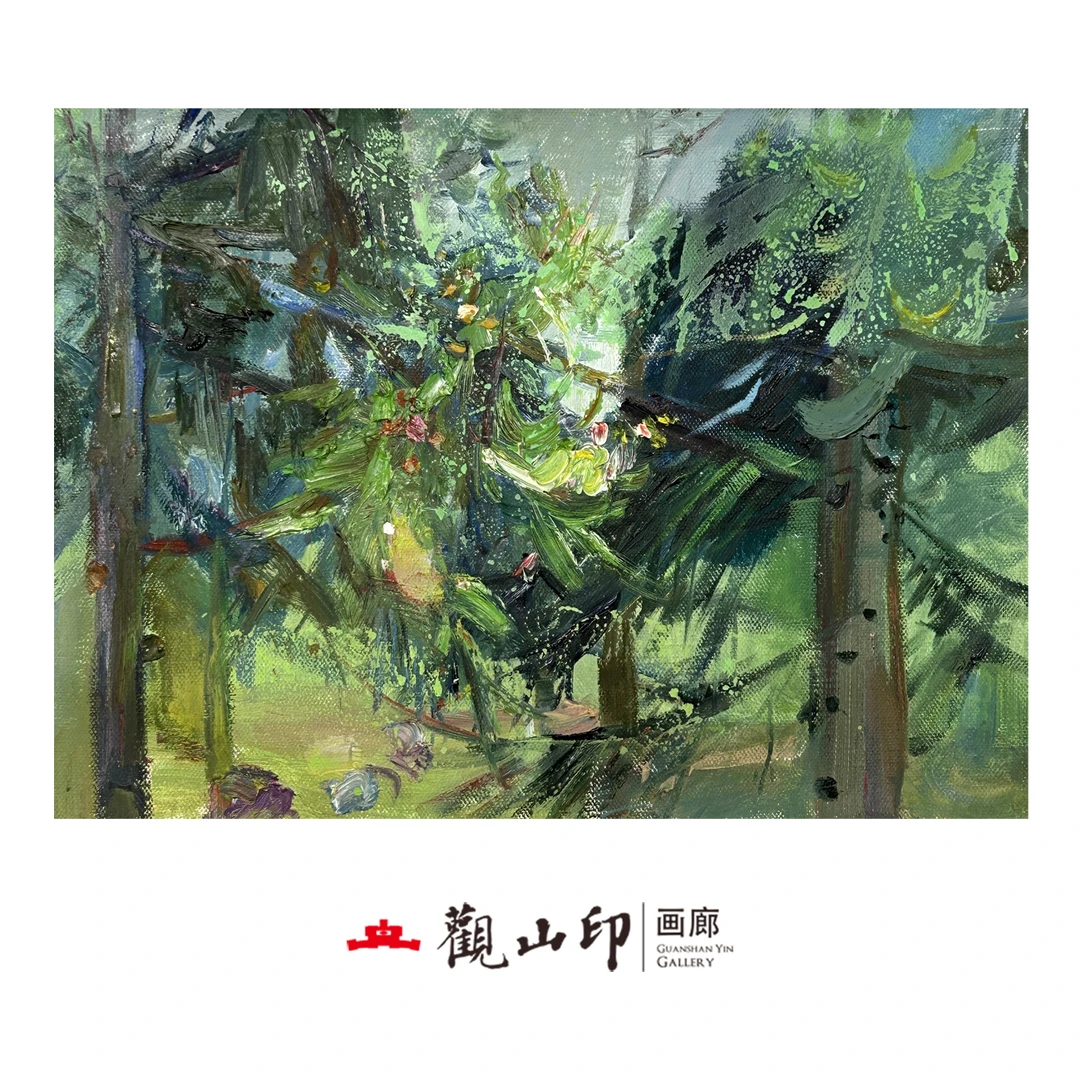 L原创手绘风景油画44x32cm抽象作品8911
