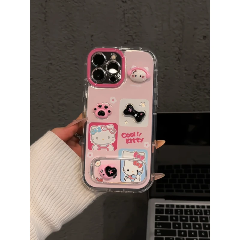 宫格kitty小贴件适用苹果16创意iPhone15pro手机壳泡芙羽纱华为p