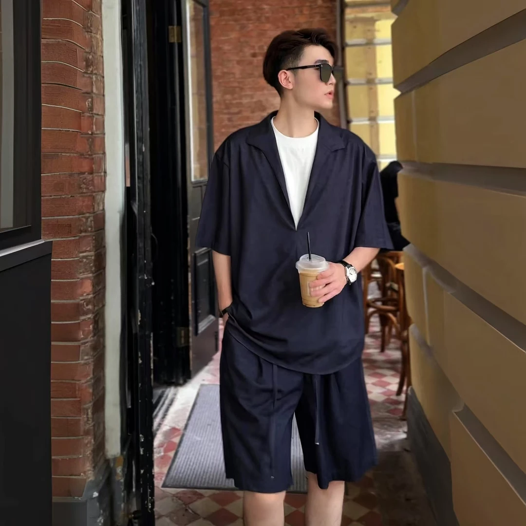 《 糊涂潮专属》夏季新款冰丝料休闲百搭宽松假两件套装搭配一套