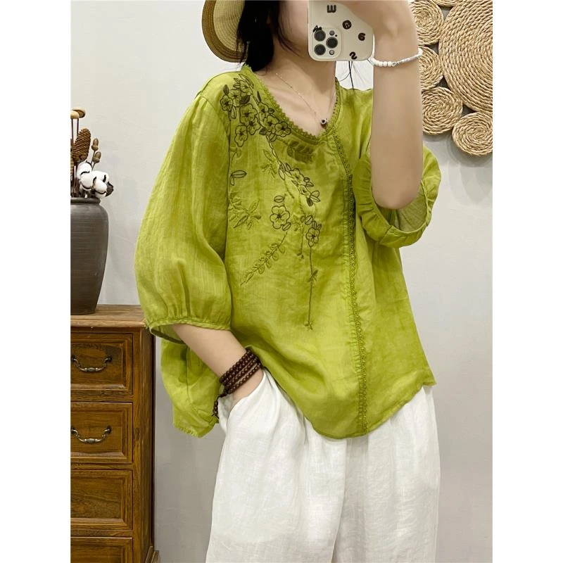 【当天发】百搭女衬衫宽松圆领蕾丝边套头衫上衣458