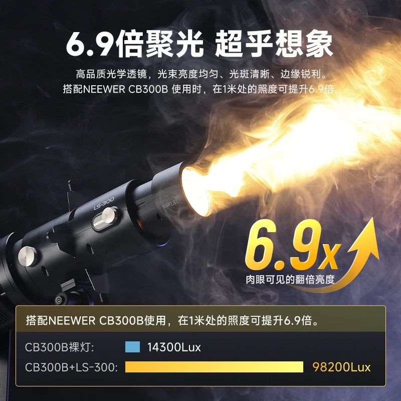 纽尔300W聚光筒投影器专用造型LS-300创意摄影补光灯常亮灯