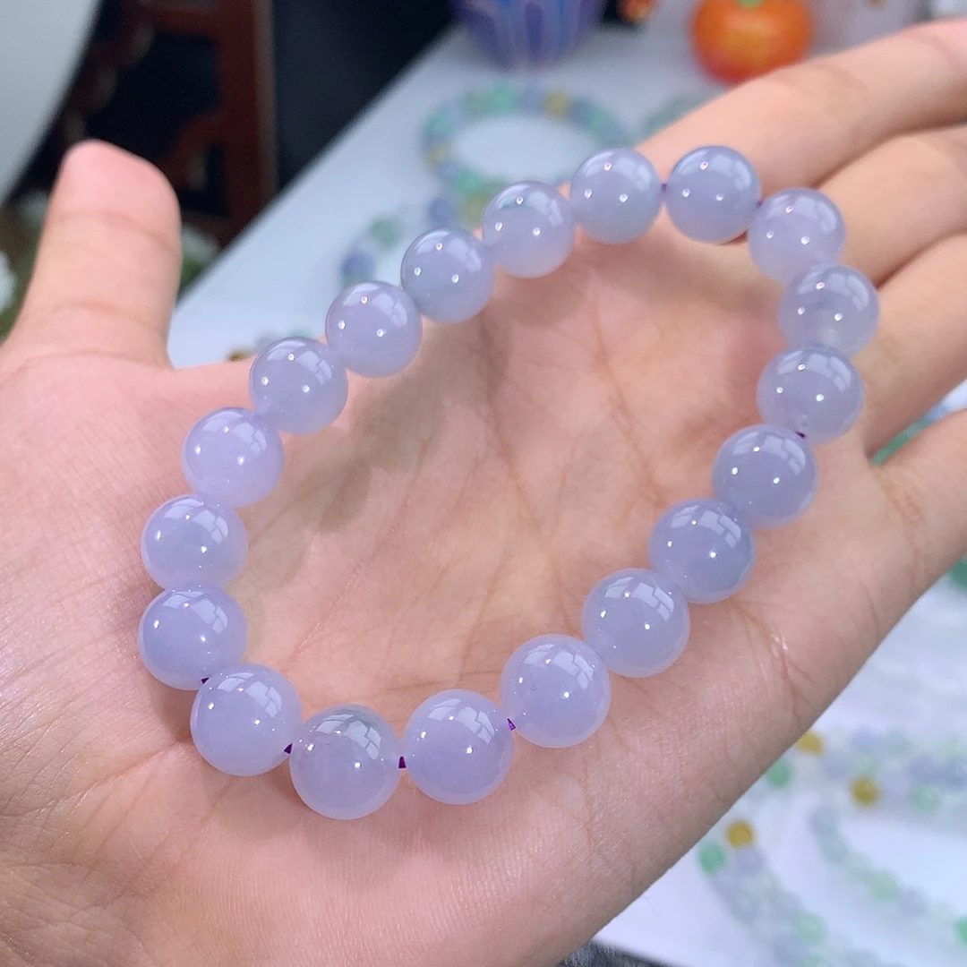 翡翠未镶嵌手链51号 紫罗兰飘花手串