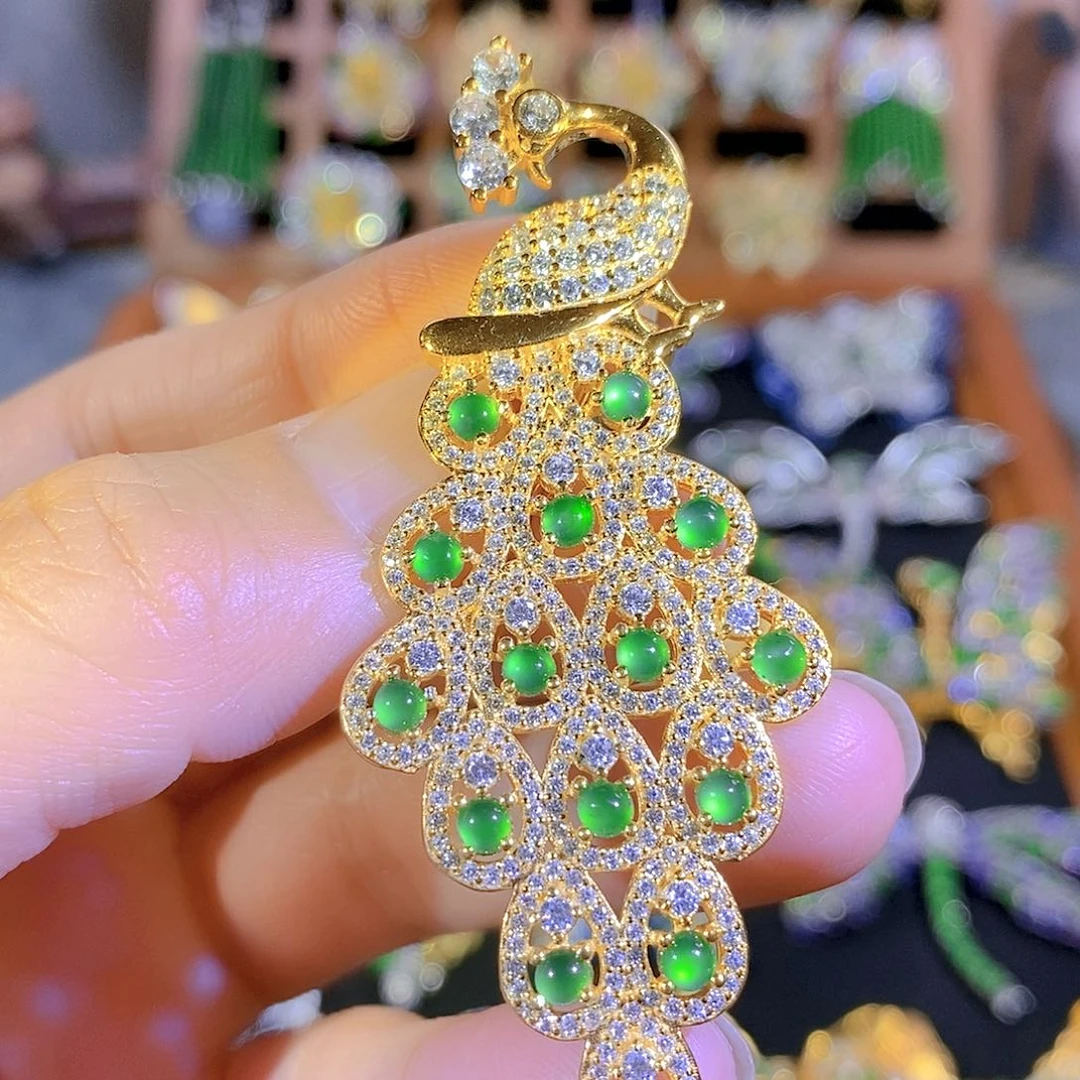 银S925镶嵌挂件翡翠