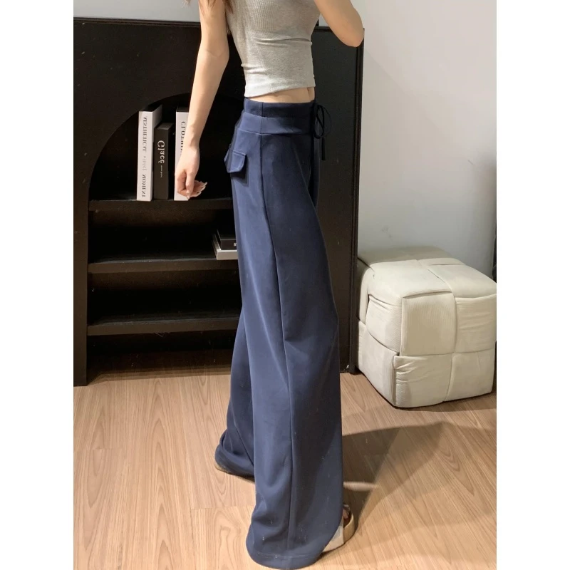 175高个子加长180藏青色运动裤女秋季休闲宽松显瘦卫裤直筒阔腿裤