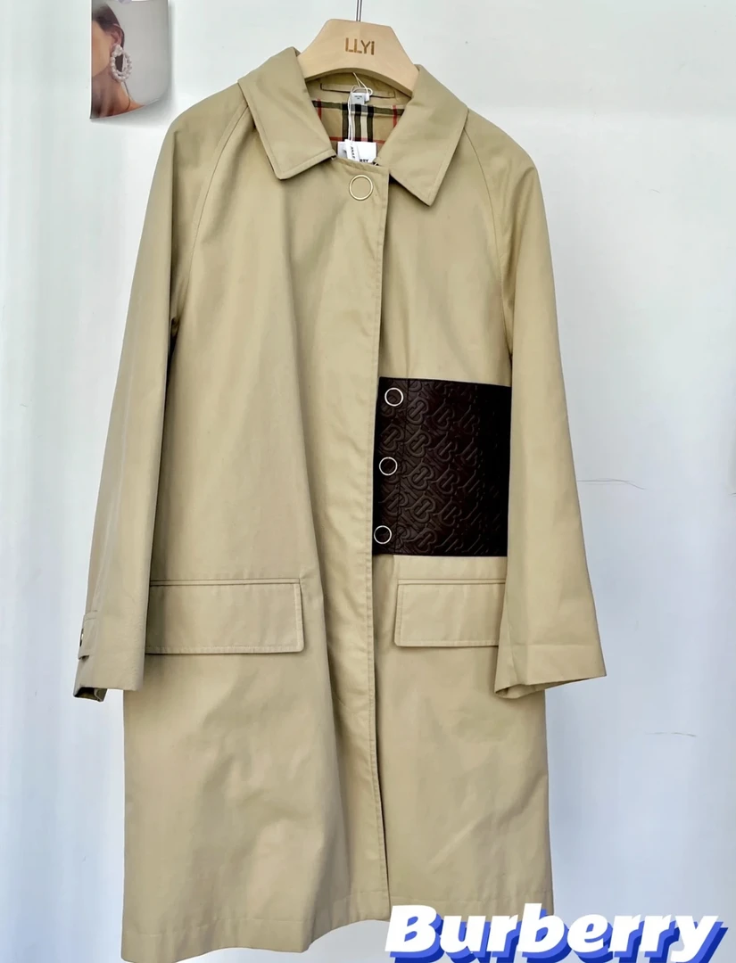 95新 BURBERRY/博柏利 yy零一九九 棉 秀款SS22拼接长款风衣 36码