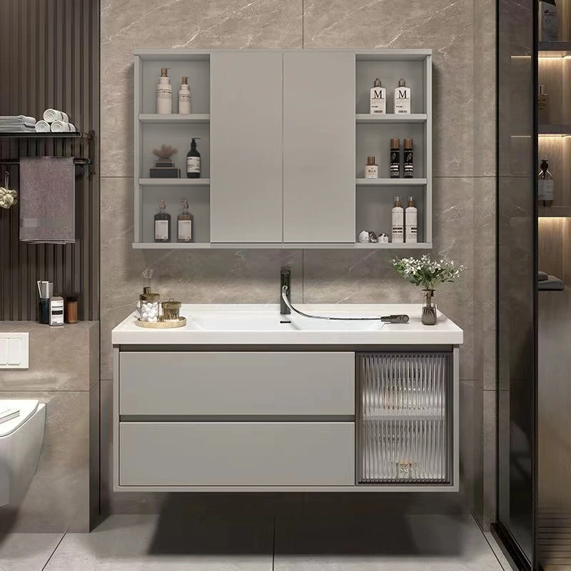陶瓷一体盆免漆实木多层浴室柜洗脸盆柜组合洗手卫生间洗漱台轻奢