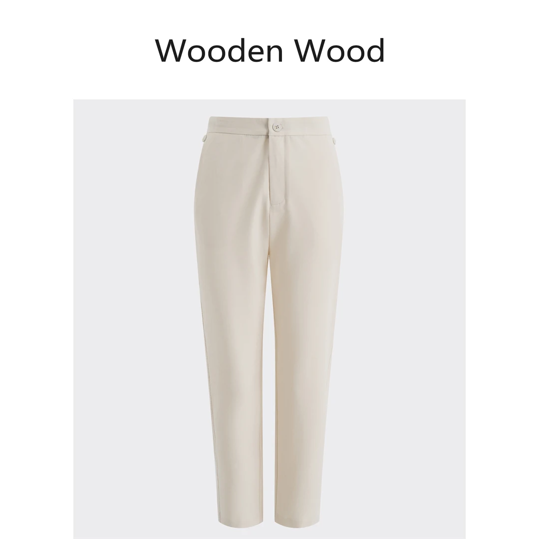 Wooden Wood“穿搭典范”高端气质显瘦通勤锥形裤休闲裤P24081