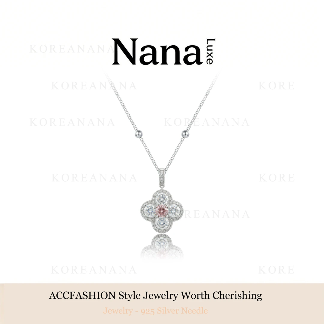 铜合金贝壳项链 镀白金【绮梦甜樱】轻奢高级双面可戴花花项链E095