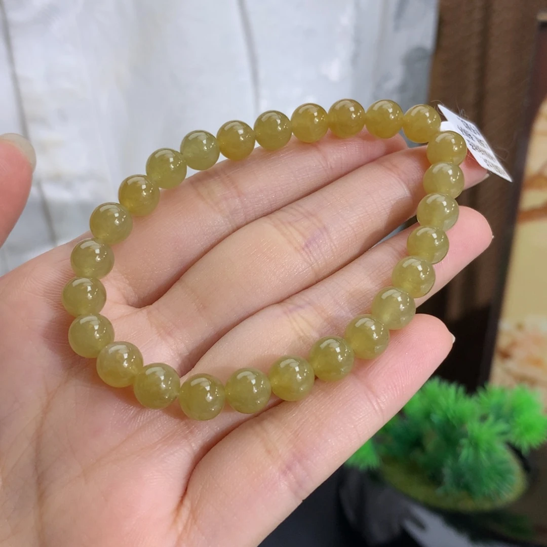 未镶嵌手串翡翠卡7.0冰润黄翡手串