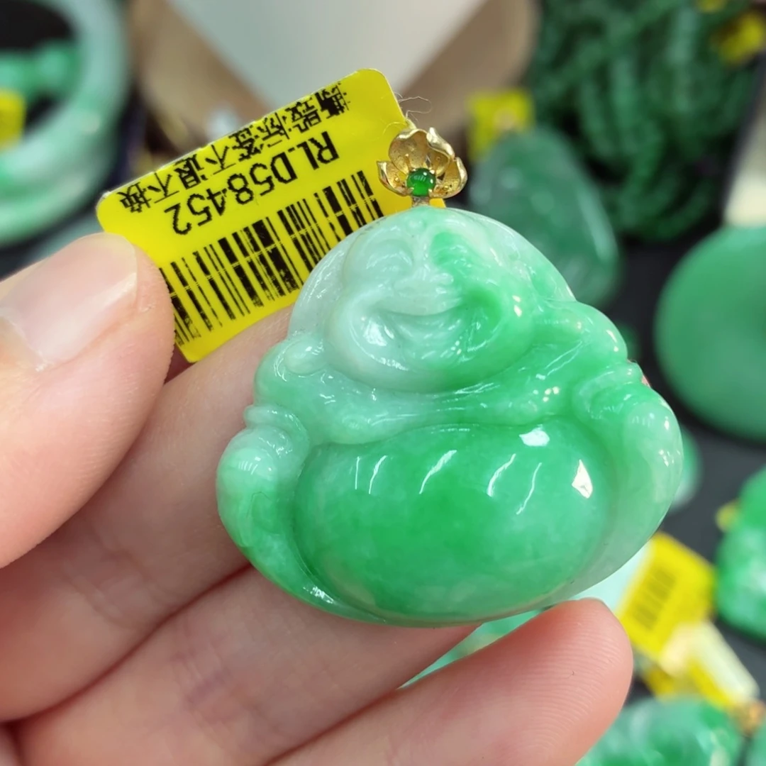 翡翠18K金镶嵌吊坠(不含链)