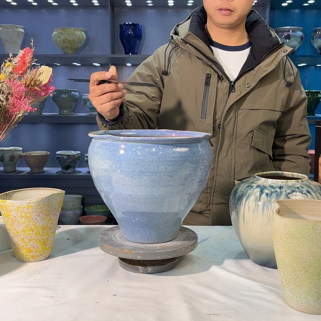 摆件陶景德镇陶瓷花盆