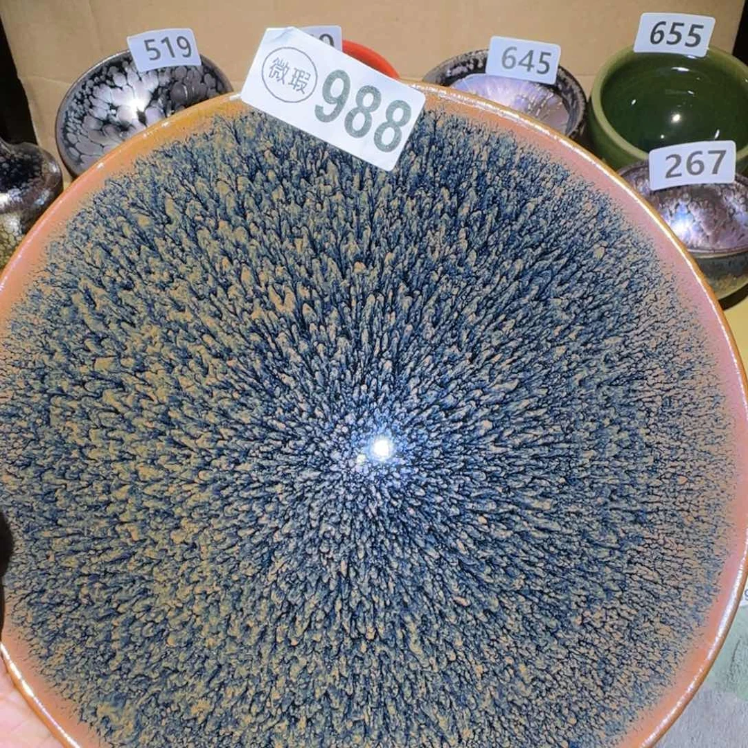 茶盏福建盏茶器撇口16.5口径瑕疵裂地