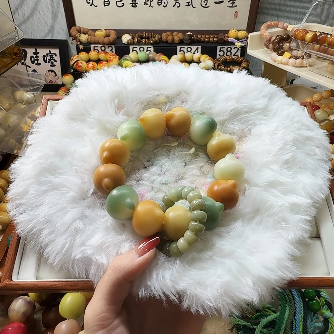 菩提根/象牙果手串22尺寸新品干磨猫猫头