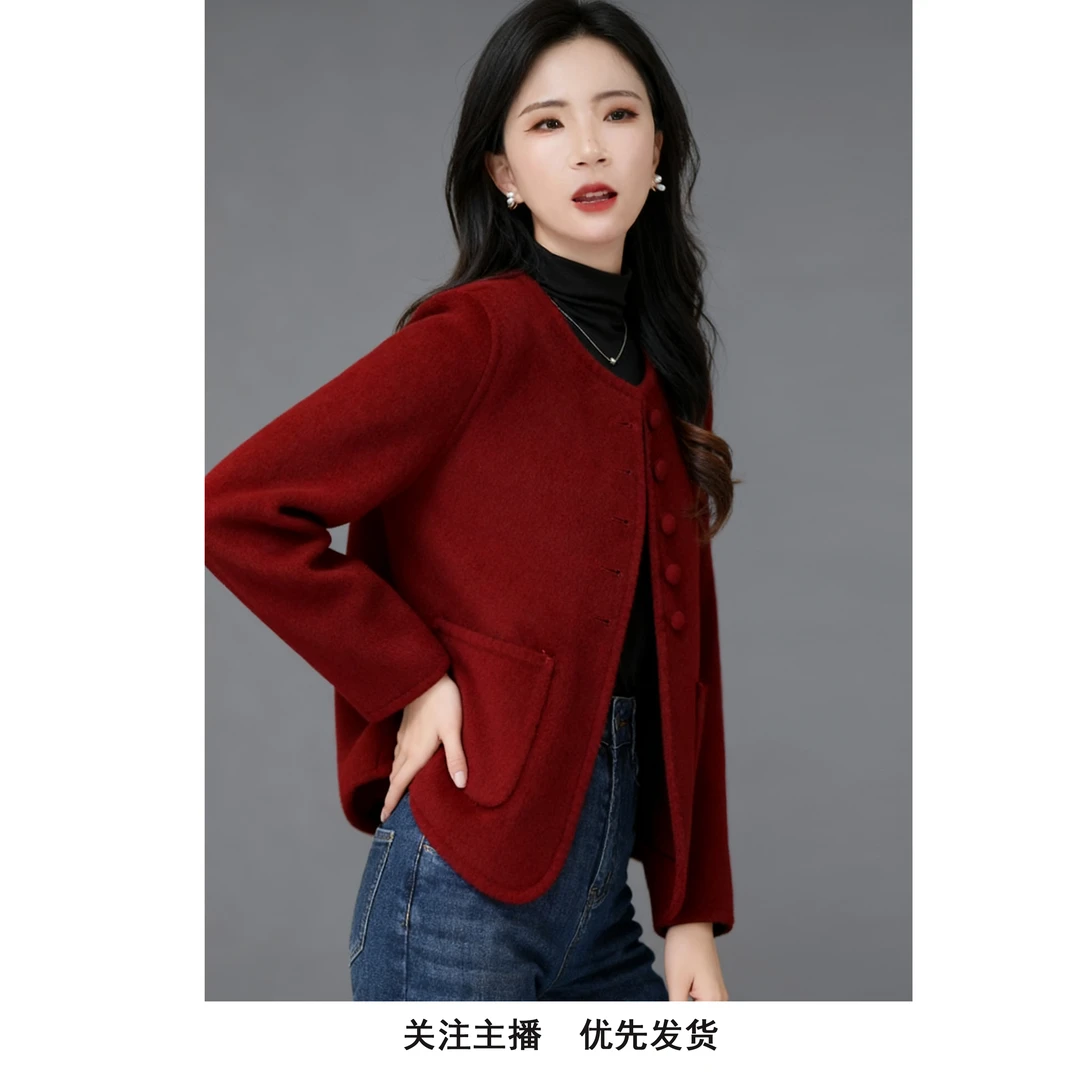 【6.8%山羊绒】双面穿羊绒大衣高端气质修身时尚双面轻奢羊毛外套