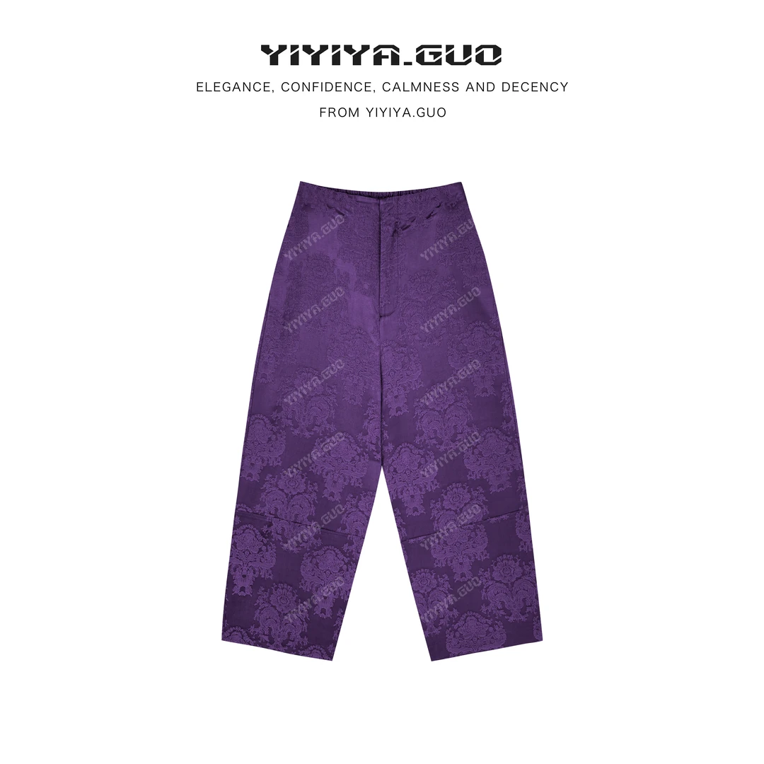 yiyiya.Guo艺艺吖【彩虹裤】休闲时尚百搭提花显瘦九分裤080061SS52