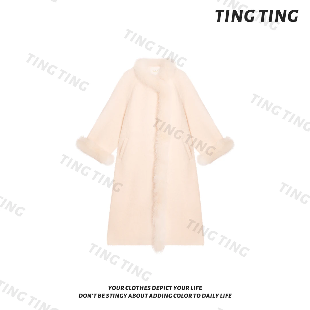 【昕昕严选】《瑞雪丰年•落日晚霞》 大衣定制橘粉狐狸毛拉绒25DK8033