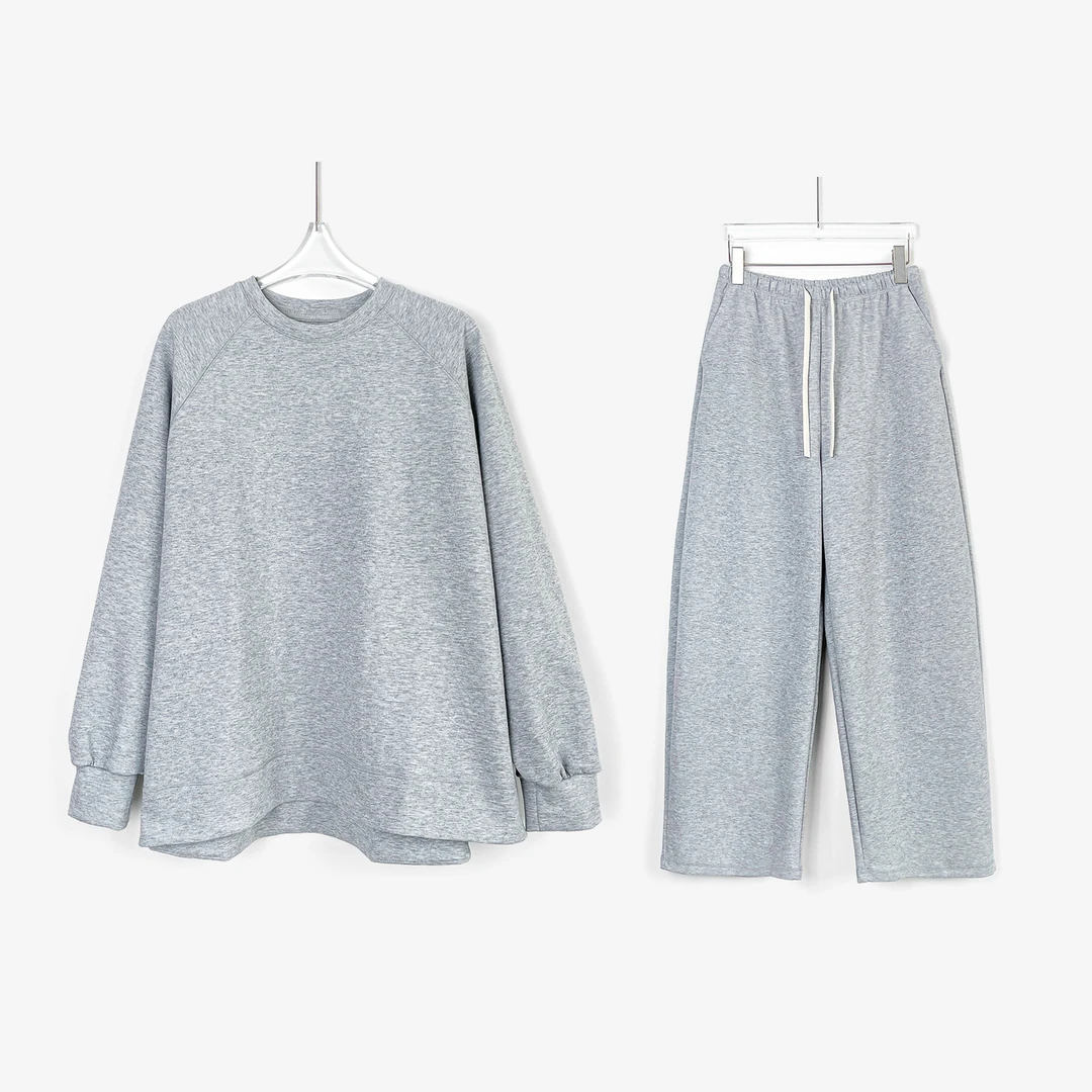 Q“一套卖”廓形慵懒侧开叉空气卫衣套装 Y73720