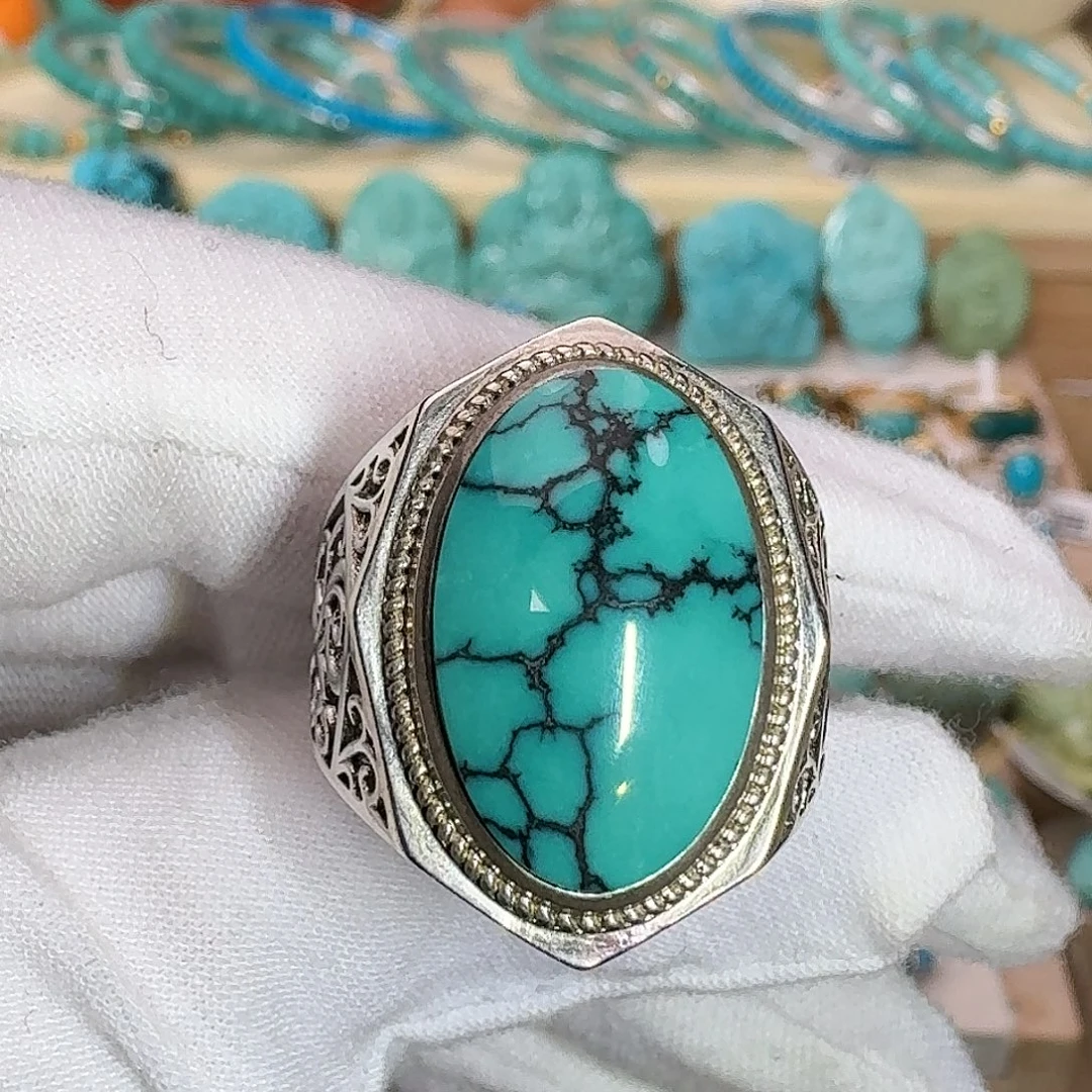 绿松石银S925镶嵌珠宝奇石