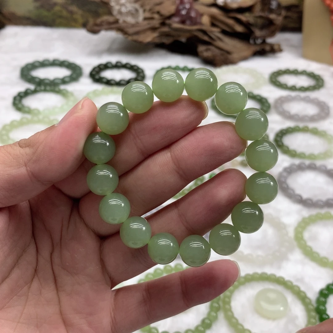 和田玉未镶嵌手串（冰晴绿12）