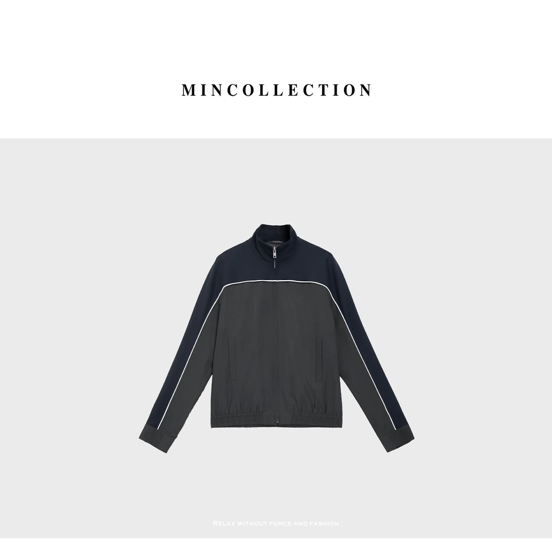 DE Mincollection拼色短夹克/缪系复古撞色羊毛混纺短外套52481