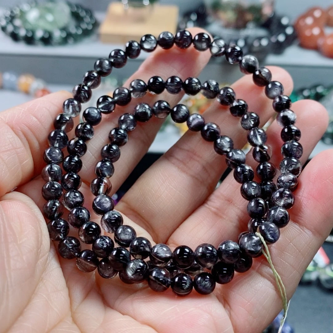 水晶手链未镶嵌黑银钛手链154302