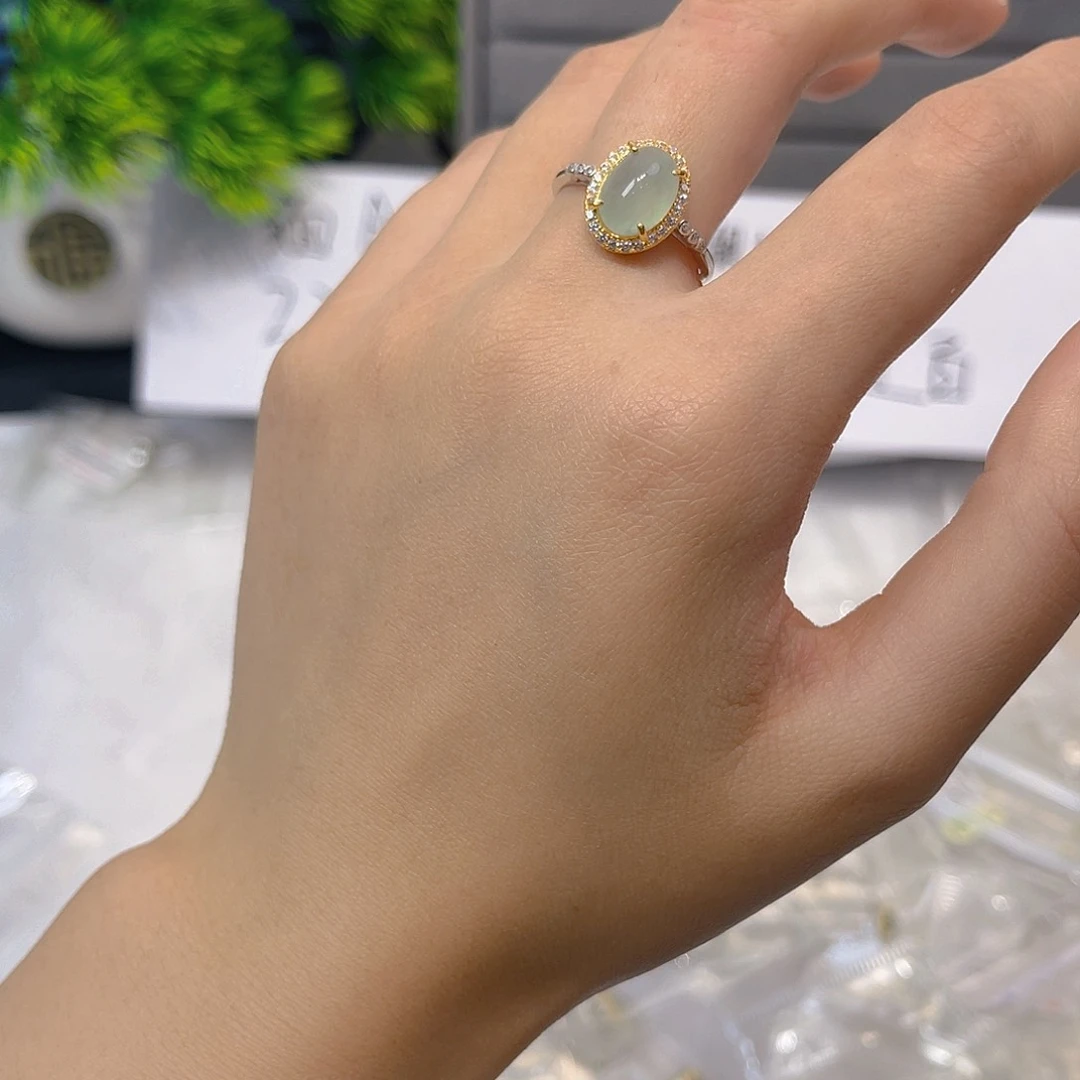 翡翠戒指银S925镶嵌我