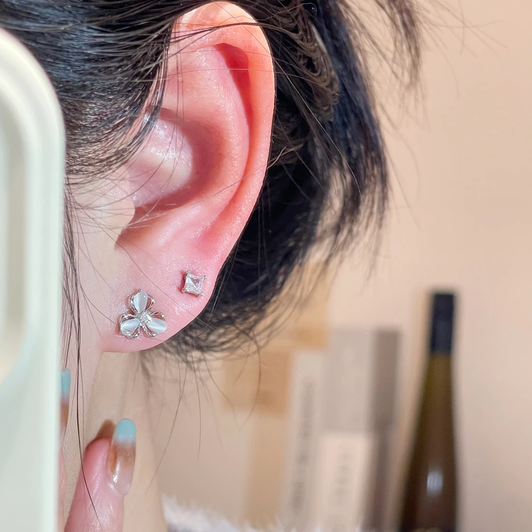 简约三叶花时尚轻奢耳钉四件套小众百搭ins耳饰R2280