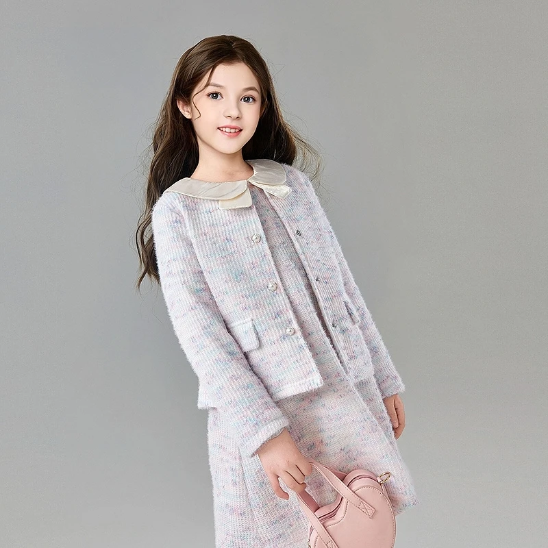 笛莎童装【小香风外套】25年中大童时尚洋气珍珠扣上衣女童秋季