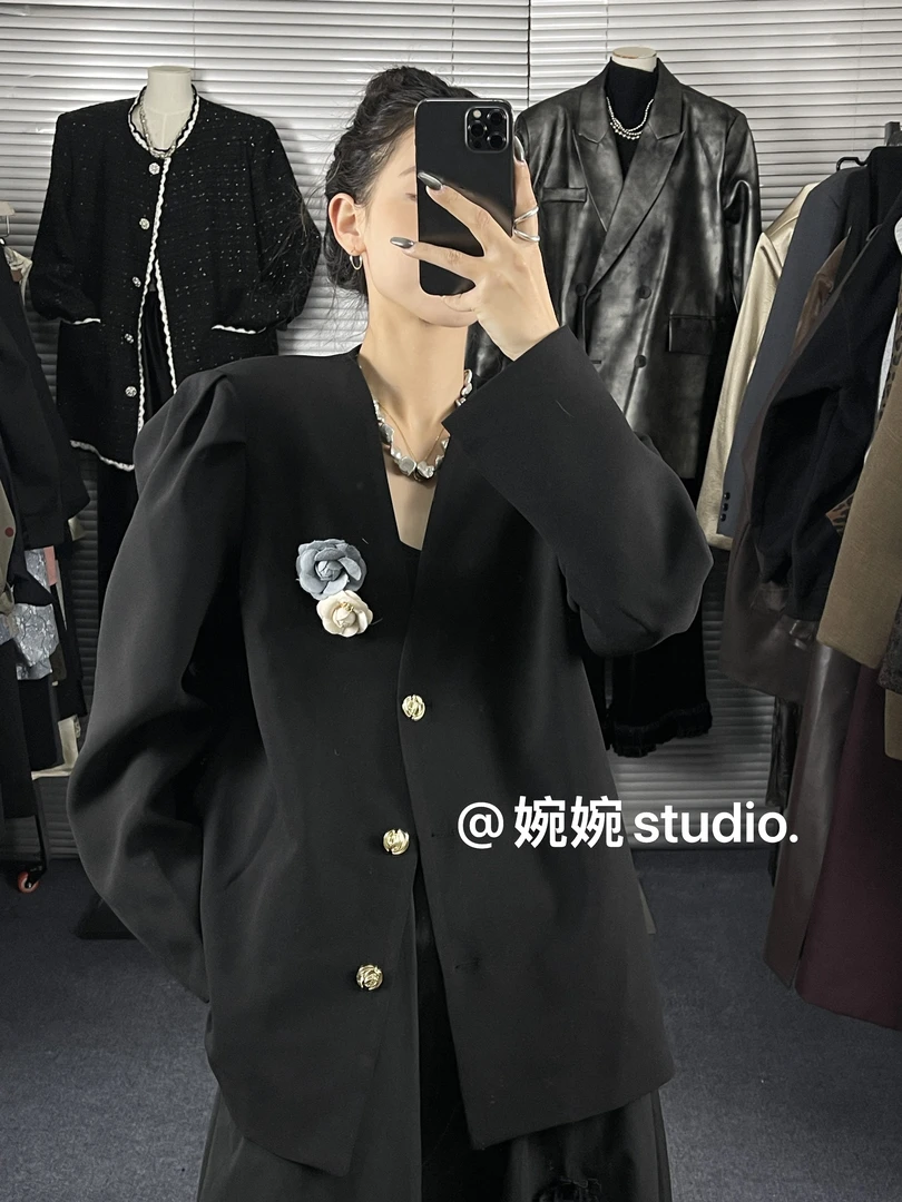 【婉婉studio】西装外套女春季高级感宽松休闲小个子设计感小众西服