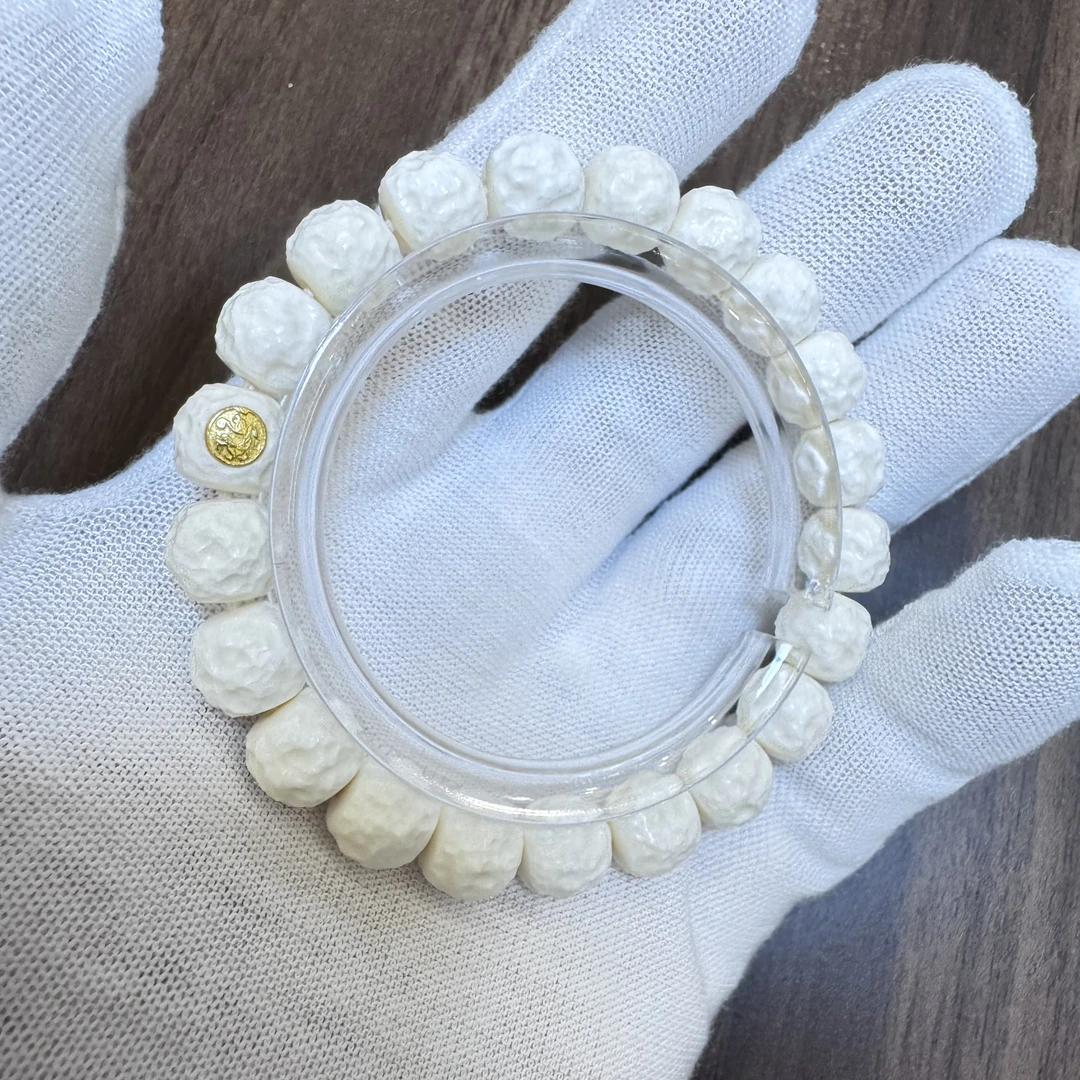 【天选】WX0006猛犸象牙佛珠手串陨坑无相10x9mm手串猛犸牙手串