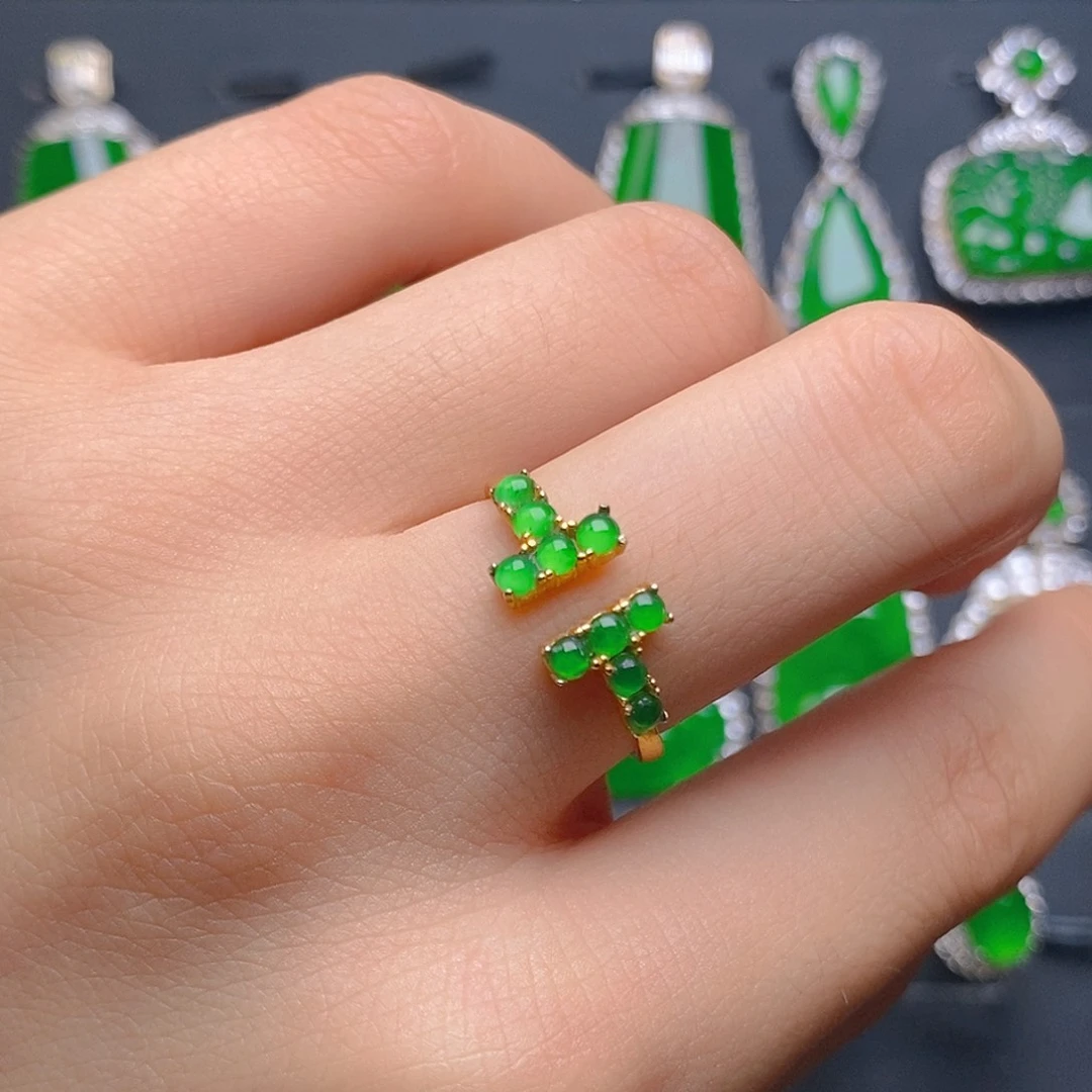 翡翠戒指银S925镶嵌戒指