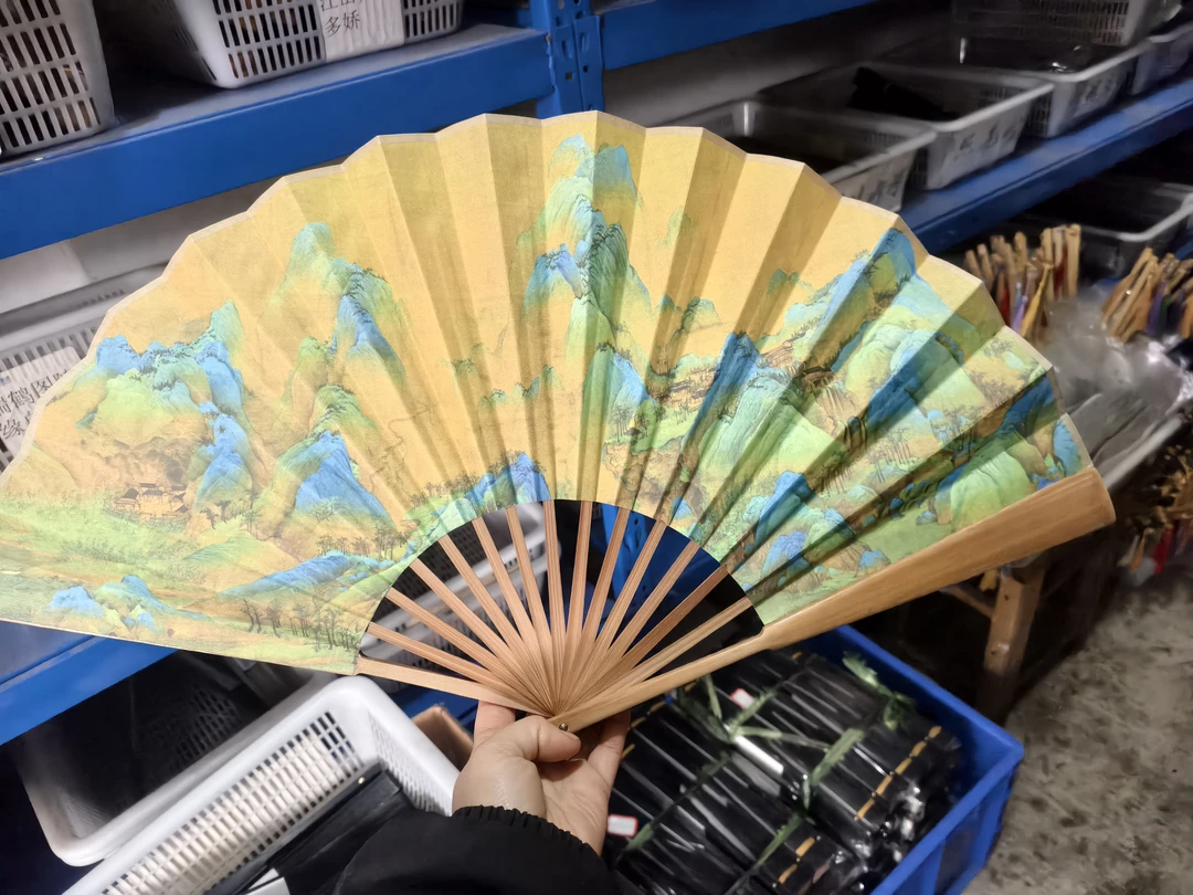 千里江山图折扇中国风男女式汉服宣纸夏季古风礼品折扇来图定制