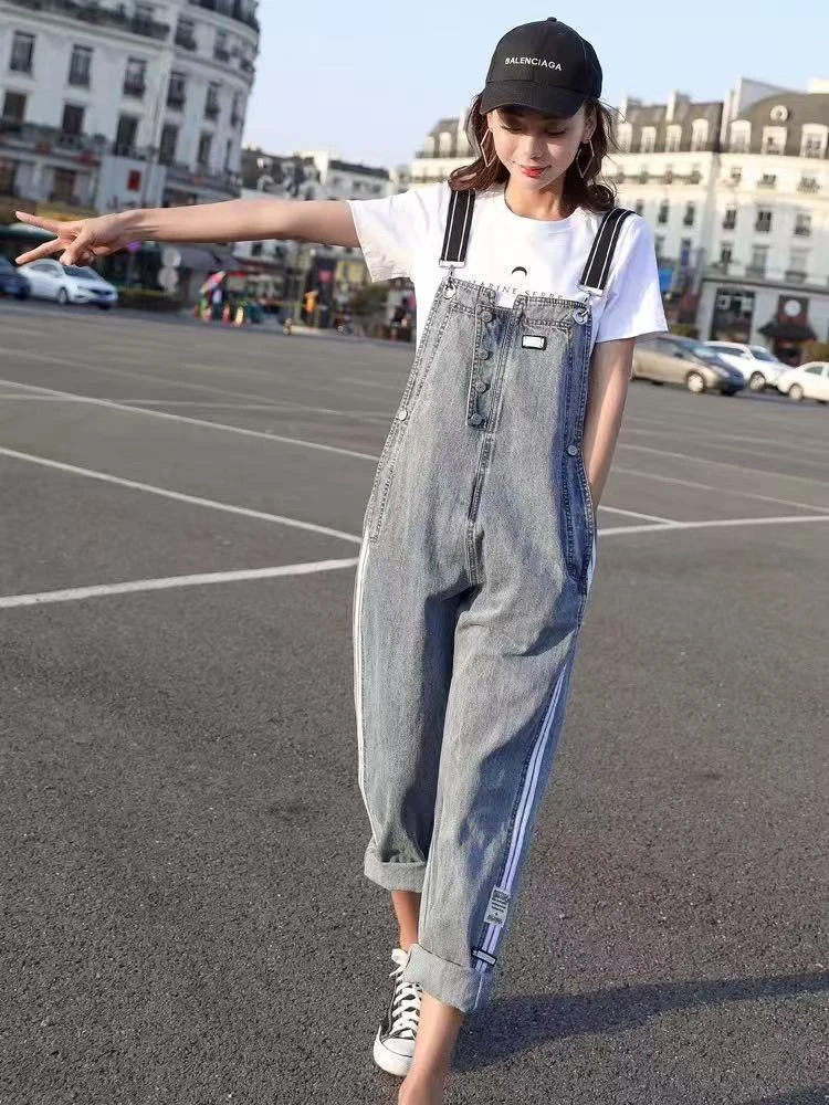 299  网红时髦洋气宽松牛仔背带裤2025春秋装显瘦连体裤连衣裤子