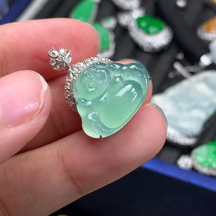 翡翠18K金镶嵌吊坠(不含链)